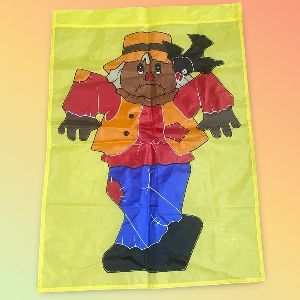 Vintage Fall Scarecrow Crow House Banner Garden Flag 28x39 Autumn Yard Decor